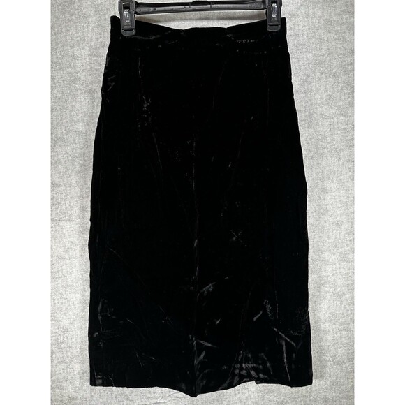 Vintage Nipon Coature 2 Piece Midi Skirt Suit Black Velour 4 Button Blazer - Picture 10 of 15